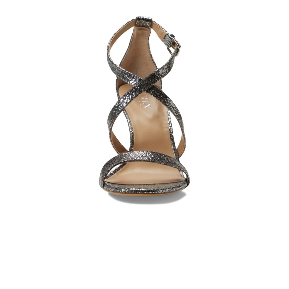 Ralph Lauren 8.5 gunmetal metallic women’s sandal new with box